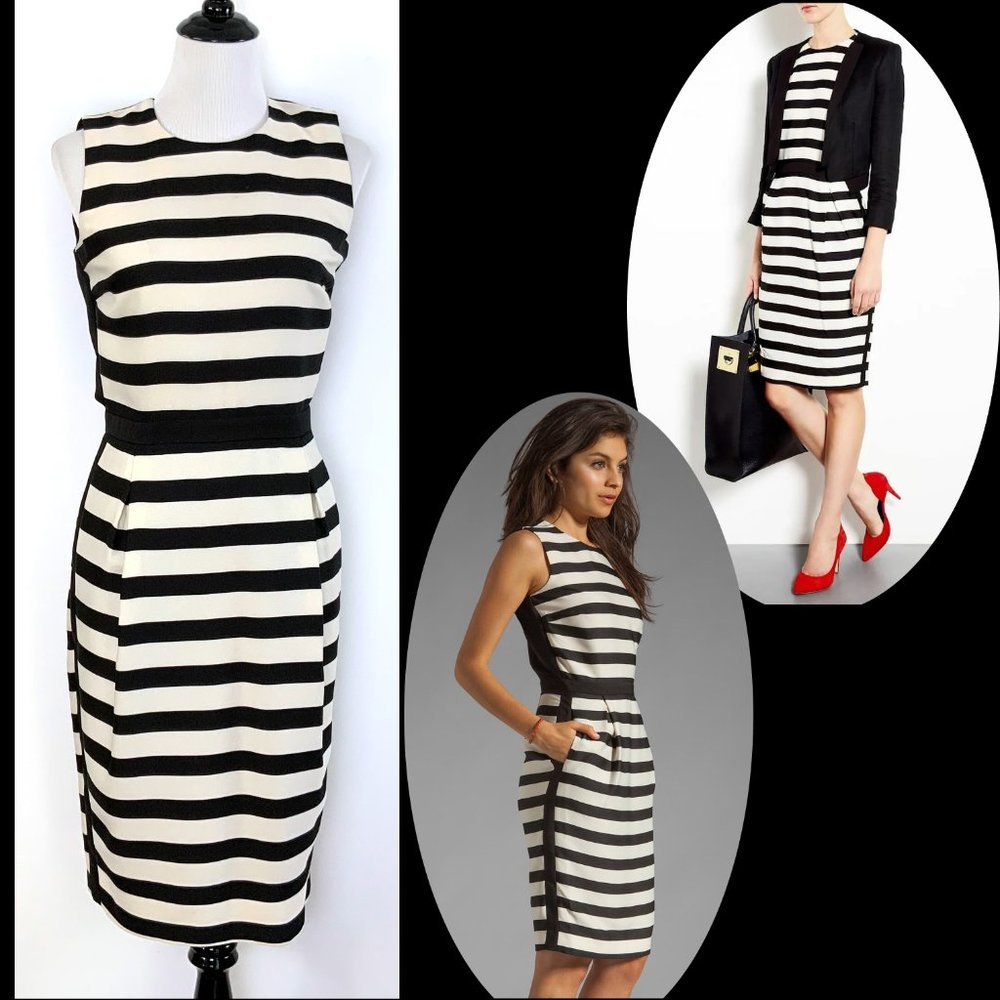 Striped Pleated Sleeveless Dress By Malene Birger Lillian Sz S - Picture 5 of 16